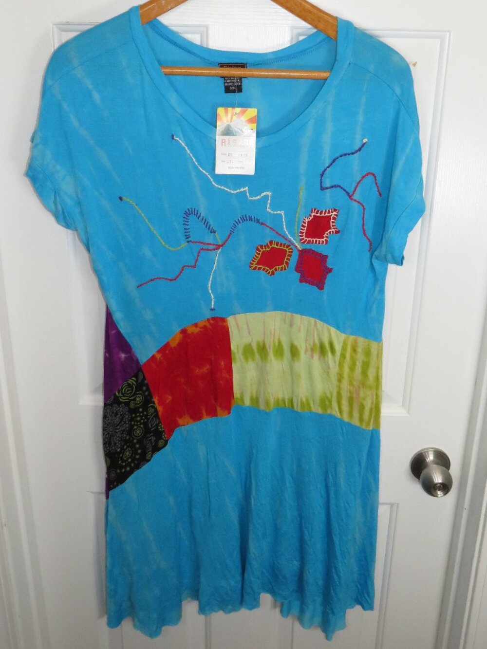 NEW Rising International Boho Patchwork Fair Trade Handmade in Nepal Dress 2XL